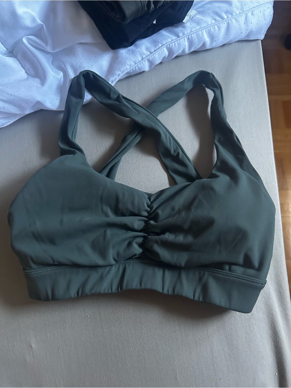 First Health Apparel Olive Green Crossback sports Bra